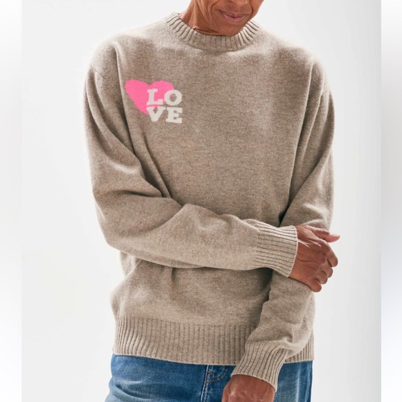 Jumper 1234 Love 100% Cashmere Knit Crewneck Boyfriend Fit Sweater Size 2 Small - Picture 1 of 11